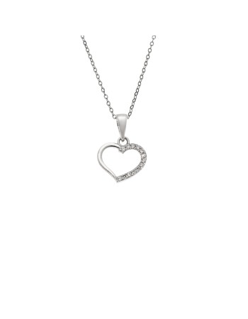 Κολιέ SENZA Καρδούλα Rhodium Plated Ασήμι 925 - SSR4502SR