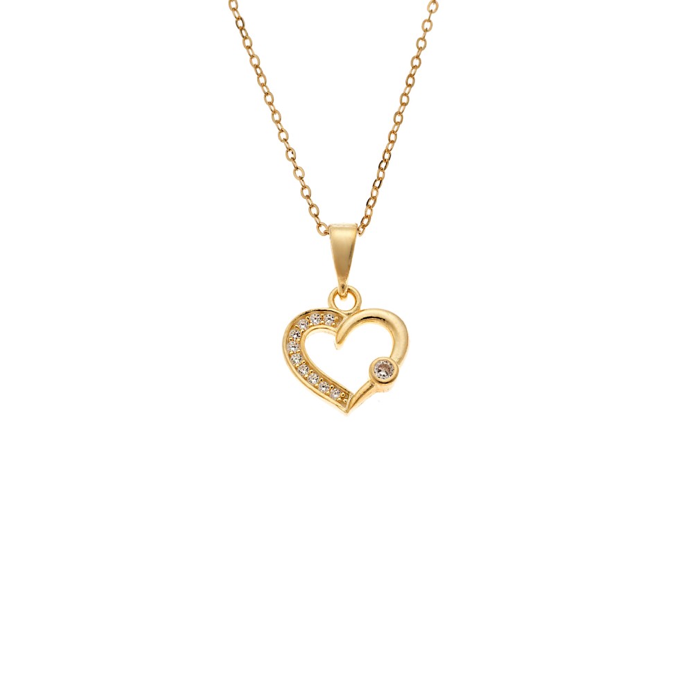 Κολιέ SENZA Καρδούλα Gold Plated Ασήμι 925 - SSR4503GD