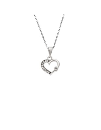 Κολιέ SENZA Καρδούλα Rhodium Plated Ασήμι 925 - SSR4503SR