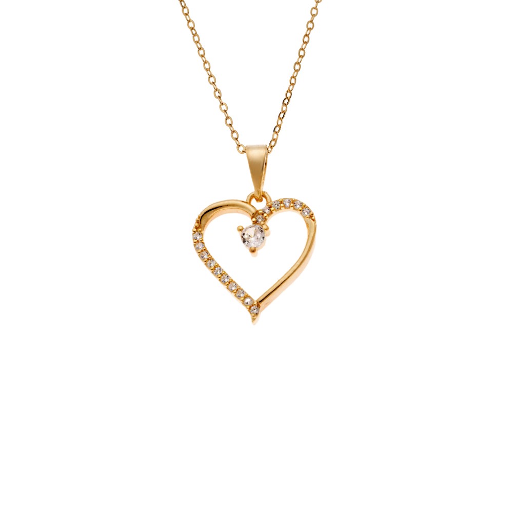 Κολιέ SENZA Καρδούλα Gold Plated Ασήμι 925 - SSR4504GD