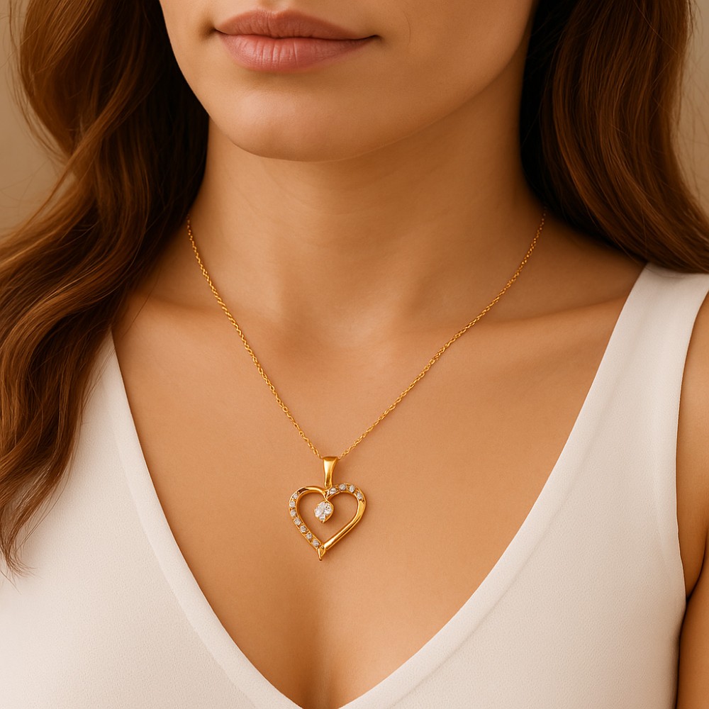 Κολιέ SENZA Καρδούλα Gold Plated Ασήμι 925 - SSR4504GD