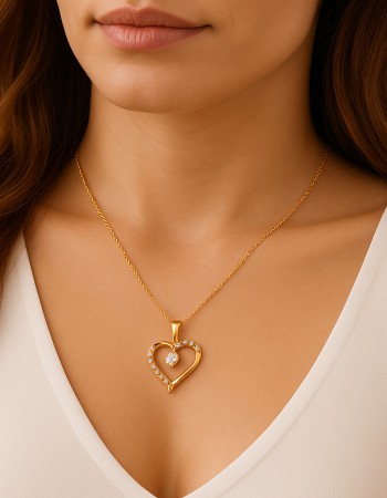 Κολιέ SENZA Καρδούλα Gold Plated Ασήμι 925 - SSR4504GD
