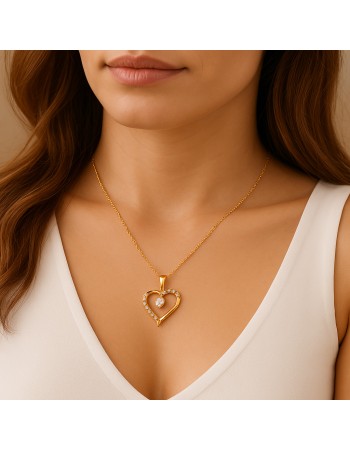 Κολιέ SENZA Καρδούλα Gold Plated Ασήμι 925 - SSR4504GD