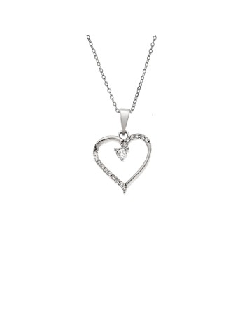 Κολιέ SENZA Καρδούλα Rhodium Plated Ασήμι 925 - SSR4504SR