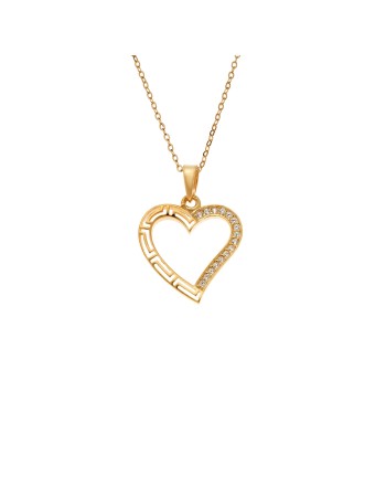 Κολιέ SENZA Καρδούλα Gold Plated Ασήμι 925 - SSR4505GD