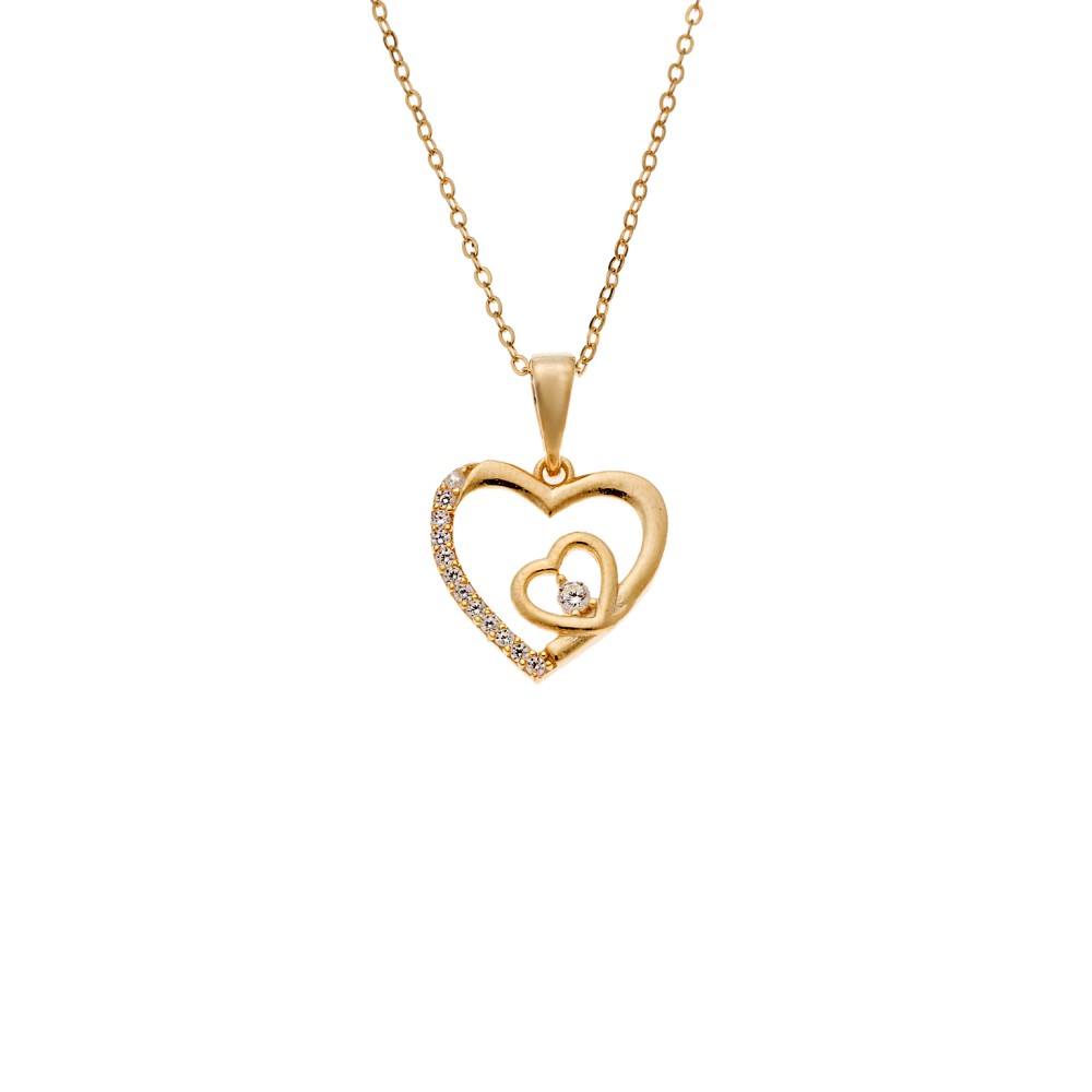 Κολιέ SENZA Καρδούλα Gold Plated Ασήμι 925 - SSR4506GD