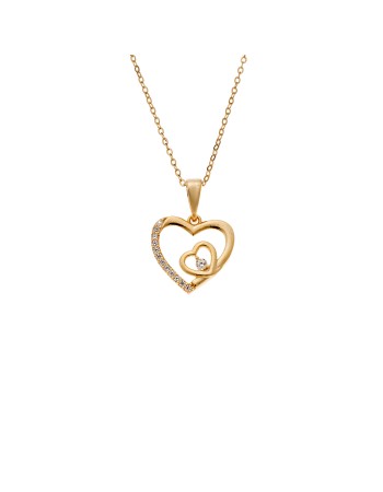 Κολιέ SENZA Καρδούλα Gold Plated Ασήμι 925 - SSR4506GD