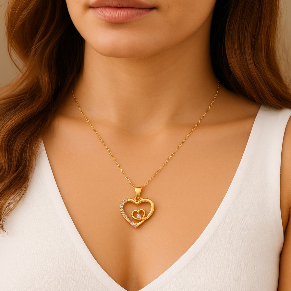 Κολιέ SENZA Καρδούλα Gold Plated Ασήμι 925 - SSR4506GD