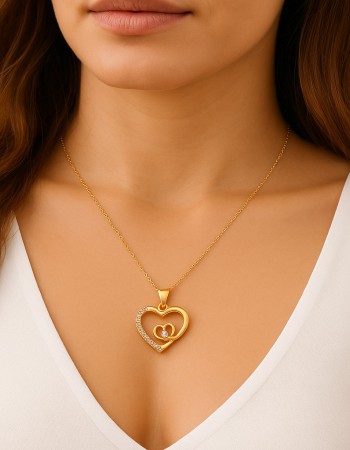 Κολιέ SENZA Καρδούλα Gold Plated Ασήμι 925 - SSR4506GD