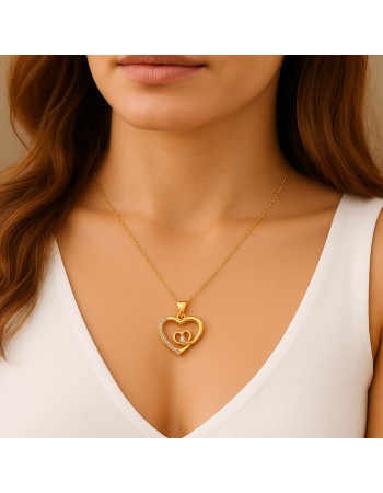 Κολιέ SENZA Καρδούλα Gold Plated Ασήμι 925 - SSR4506GD