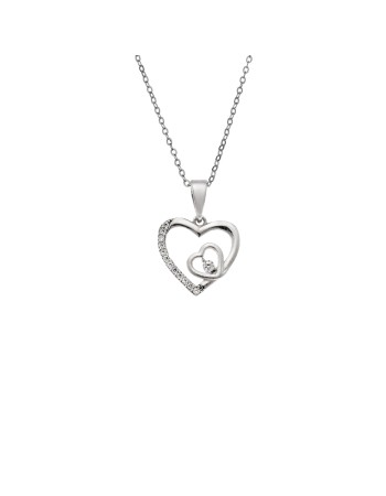 Κολιέ SENZA Καρδούλα Rhodium Plated Ασήμι 925 - SSR4506SR