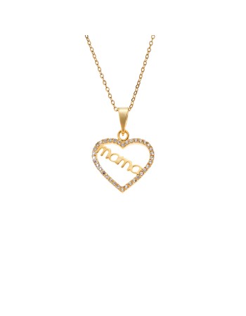 Κολιέ SENZA Καρδούλα mama Gold Plated Ασήμι 925 - SSR4508GD