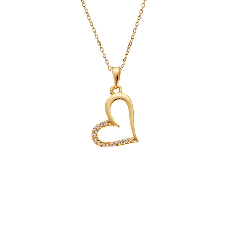 Κολιέ SENZA Καρδούλα Gold Plated Ασήμι 925 - SSR4509GD