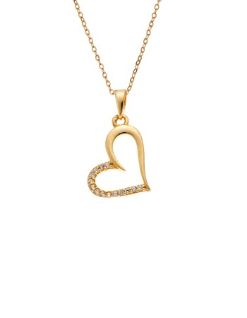 Κολιέ SENZA Καρδούλα Gold Plated Ασήμι 925 - SSR4509GD