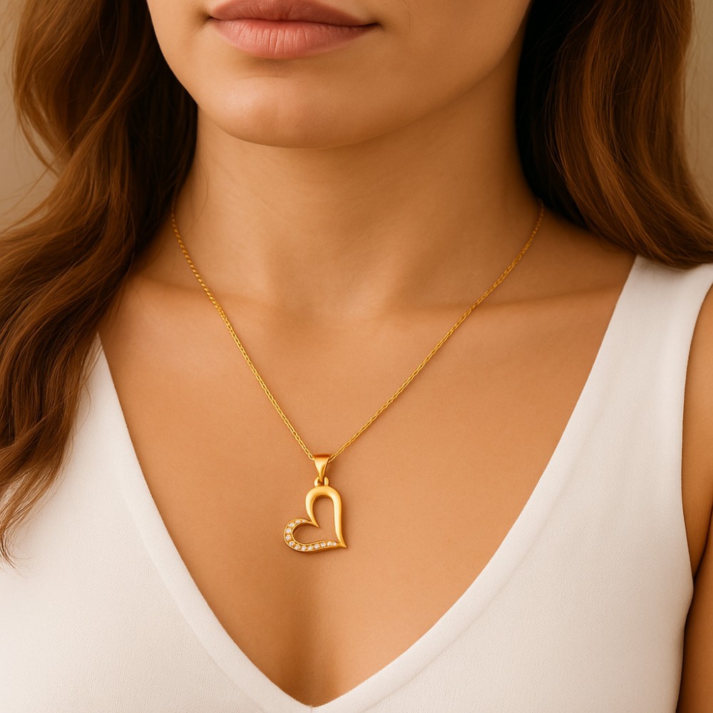 Κολιέ SENZA Καρδούλα Gold Plated Ασήμι 925 - SSR4509GD