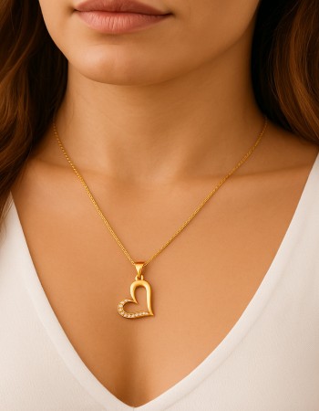 Κολιέ SENZA Καρδούλα Gold Plated Ασήμι 925 - SSR4509GD