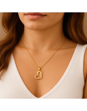 Κολιέ SENZA Καρδούλα Gold Plated Ασήμι 925 - SSR4509GD