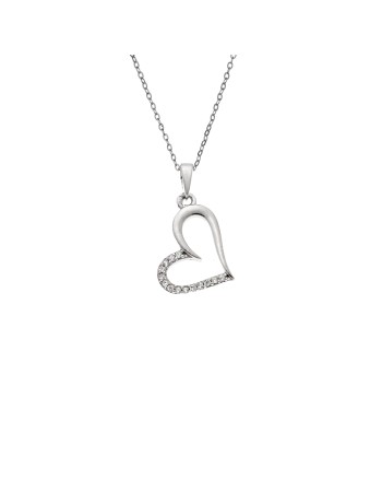 Κολιέ SENZA Καρδούλα Rhodium Plated Ασήμι 925 - SSR4509SR