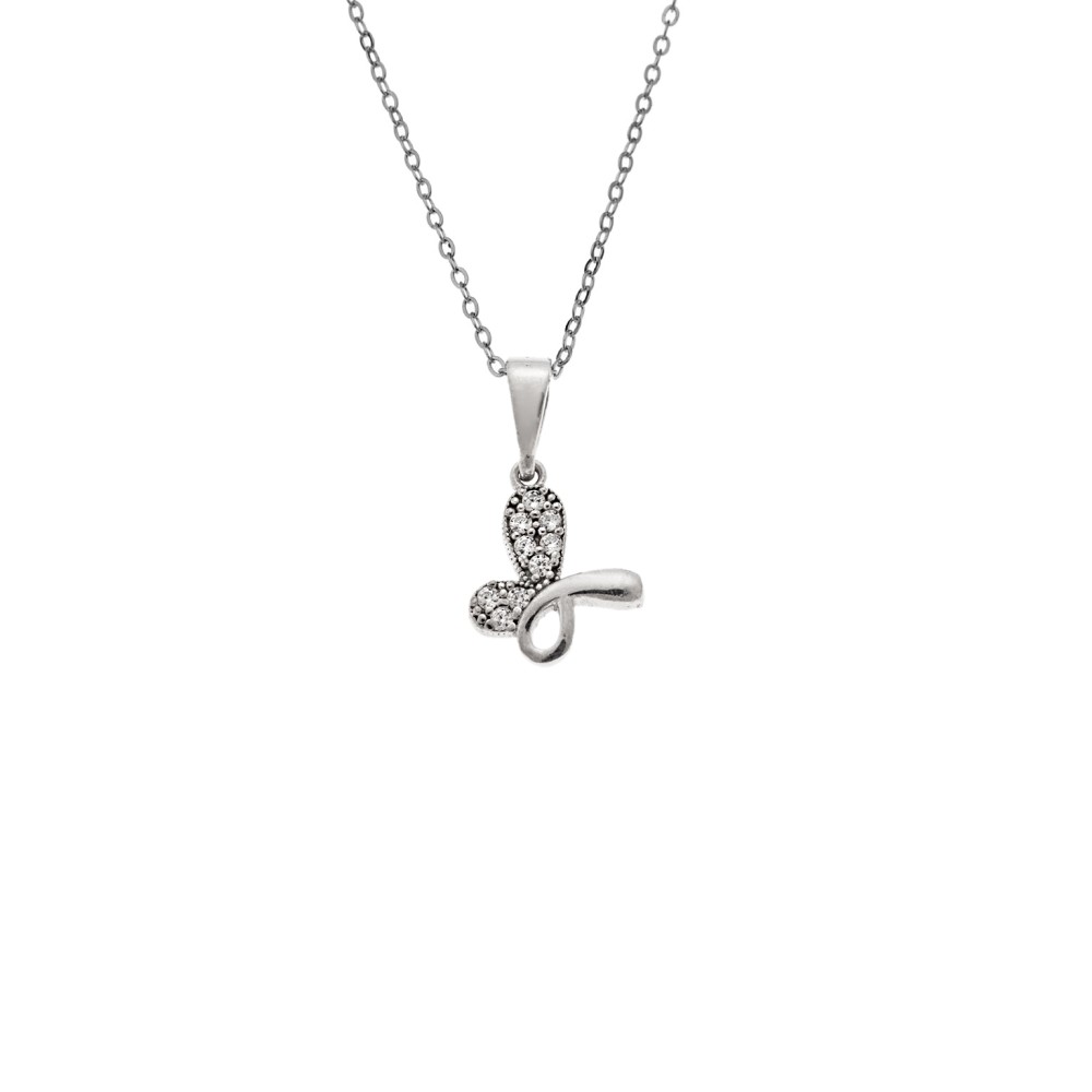 Κολιέ SENZA Πεταλούδα Rhodium Plated Ασήμι 925 - SSR4510SR
