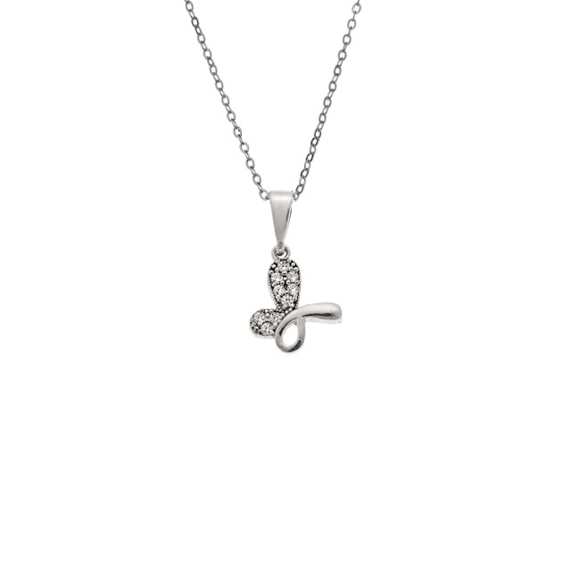 Κολιέ SENZA Πεταλούδα Rhodium Plated Ασήμι 925 - SSR4510SR
