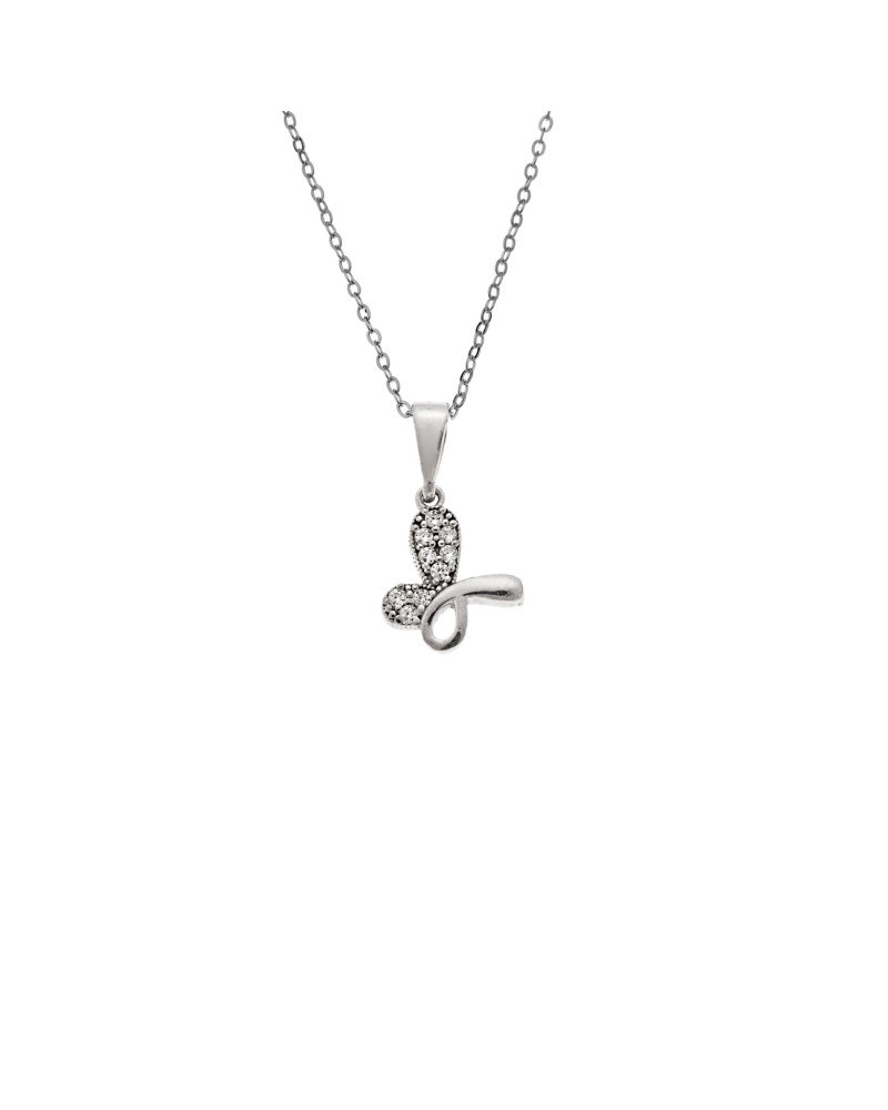 Κολιέ SENZA Πεταλούδα Rhodium Plated Ασήμι 925 - SSR4510SR