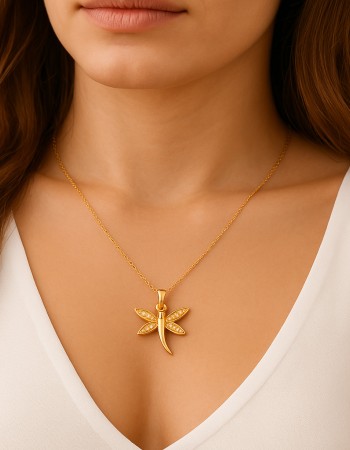 Κολιέ SENZA Πεταλούδα Gold Plated Ασήμι 925 - SSR4511GD