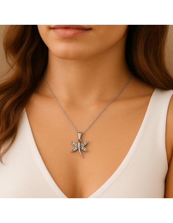 Κολιέ SENZA Πεταλούδα Rhodium Plated Ασήμι 925 - SSR4511SR