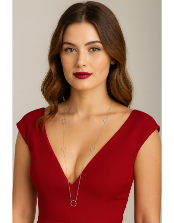 Κολιέ Μακρύ SENZA Επιχρυσωμένο Ασήμι 925 με Κύκλους - SSR4513GD