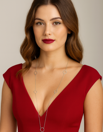 Κολιέ Μακρύ SENZA Επιχρυσωμένο Ασήμι 925 με Κύκλους - SSR4513GD