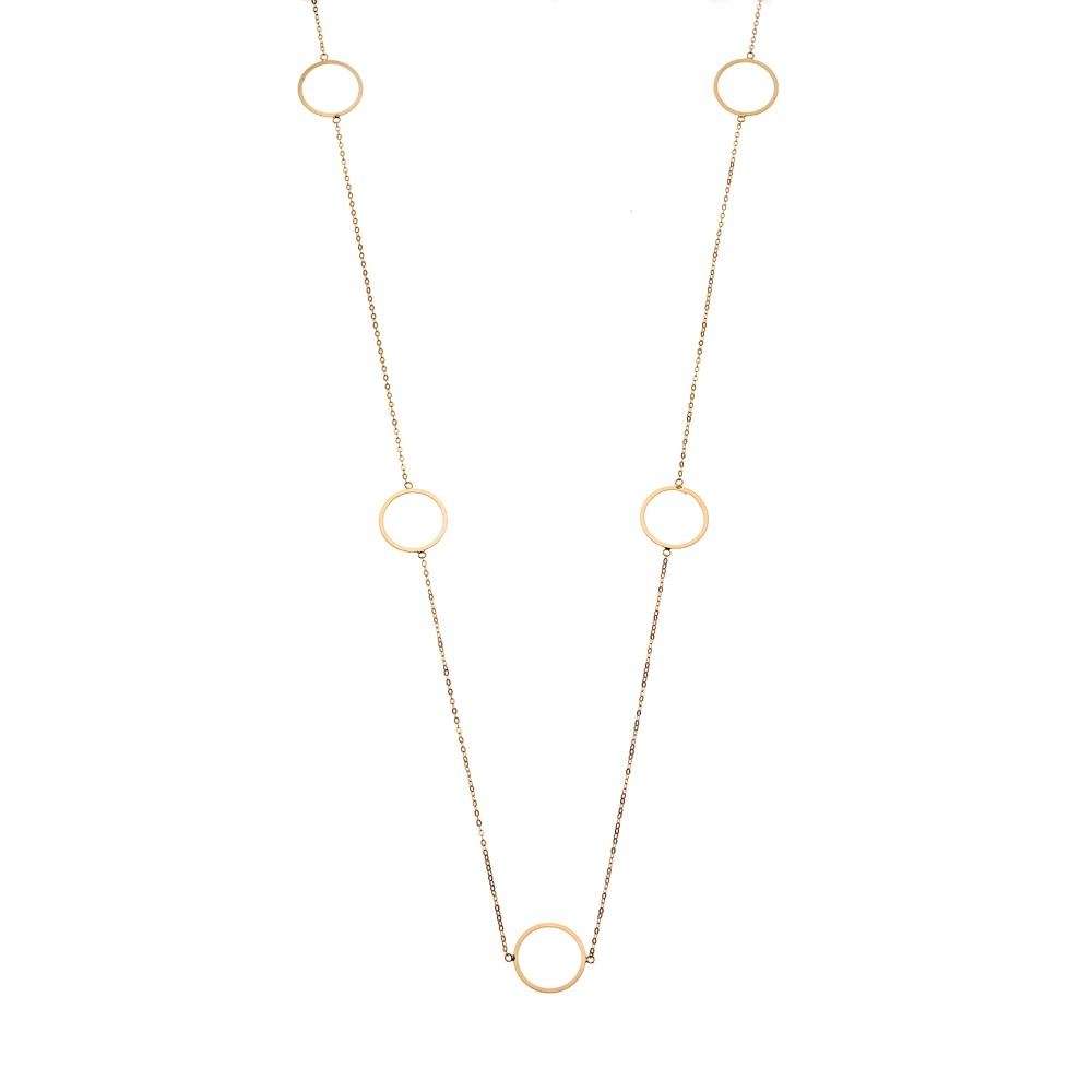 Κολιέ Μακρύ SENZA Επιχρυσωμένο Ασήμι 925 με Κύκλους - SSR4513GD