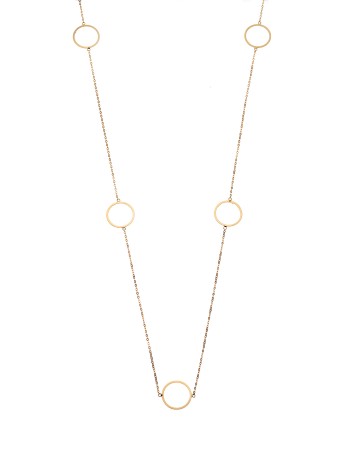 Κολιέ Μακρύ SENZA Επιχρυσωμένο Ασήμι 925 με Κύκλους - SSR4513GD