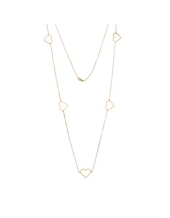 Κολιέ Μακρύ SENZA Επιχρυσωμένο Ασήμι 925 με Καρδιές - SSR4514GD