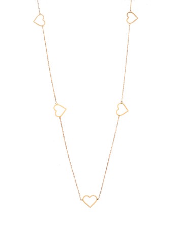 Κολιέ Μακρύ SENZA Επιχρυσωμένο Ασήμι 925 με Καρδιές - SSR4514GD