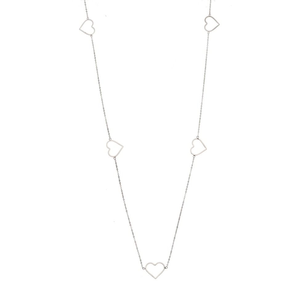 Κολιέ Μακρύ SENZA Ασήμι 925 με Καρδιές - SSR4514SR