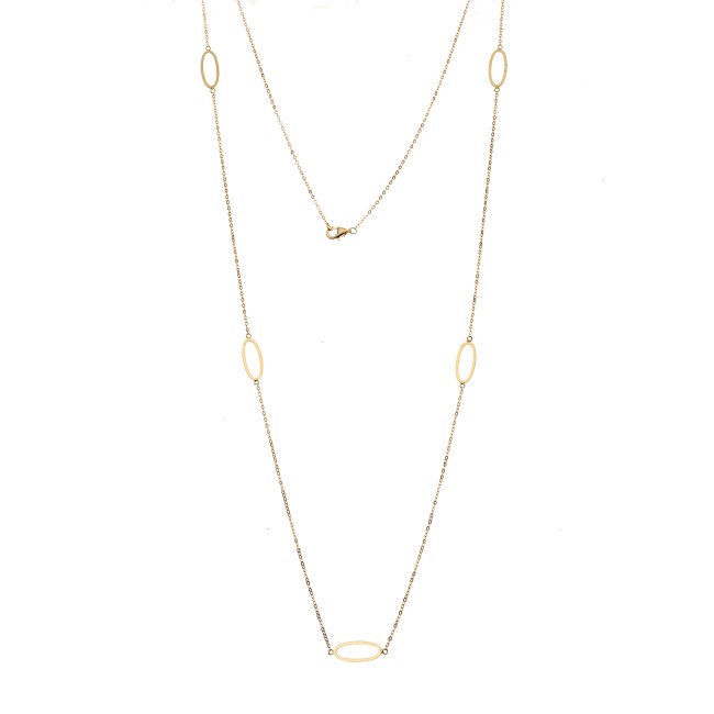 Κολιέ Μακρύ SENZA Επιχρυσωμένο Ασήμι 925 Οβάλ - SSR4515GD