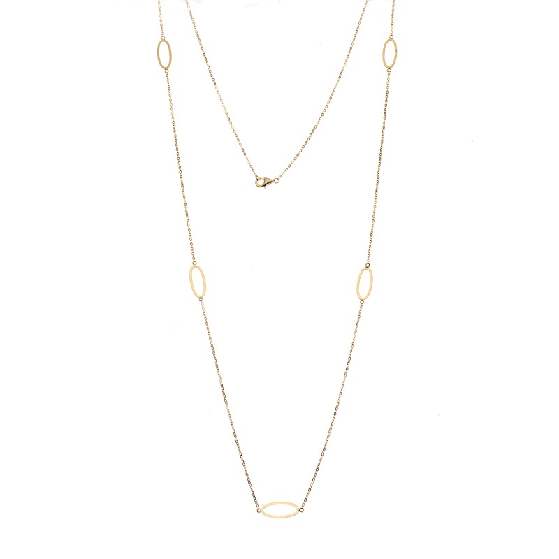 Κολιέ Μακρύ SENZA Επιχρυσωμένο Ασήμι 925 Οβάλ - SSR4515GD