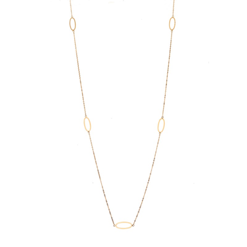 Κολιέ Μακρύ SENZA Επιχρυσωμένο Ασήμι 925 Οβάλ - SSR4515GD