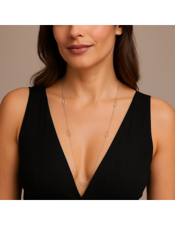 Κολιέ Μακρύ SENZA Ασήμι 925 Οβάλ - SSR4515SR