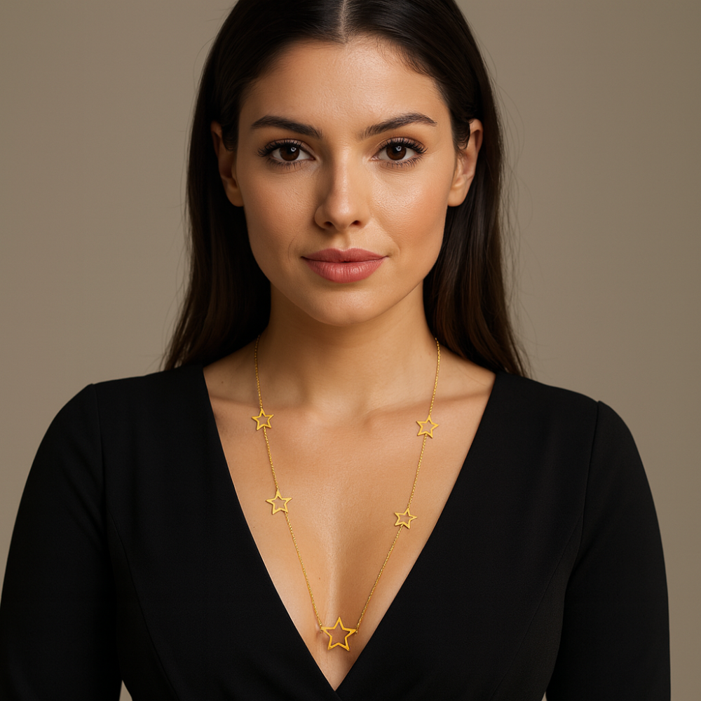 Κολιέ Μακρύ SENZA Επιχρυσωμένο Ασήμι 925 Αστέρι - SSR4517GD