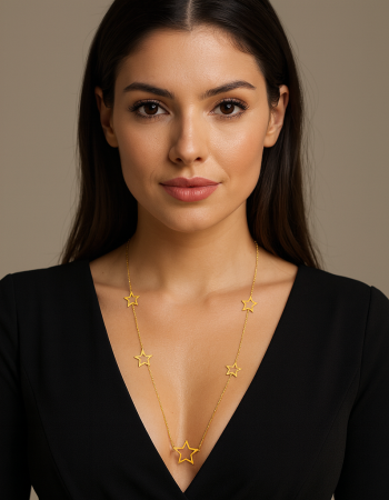 Κολιέ Μακρύ SENZA Επιχρυσωμένο Ασήμι 925 Αστέρι - SSR4517GD