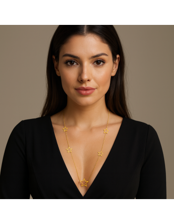 Κολιέ Μακρύ SENZA Επιχρυσωμένο Ασήμι 925 Αστέρι - SSR4517GD