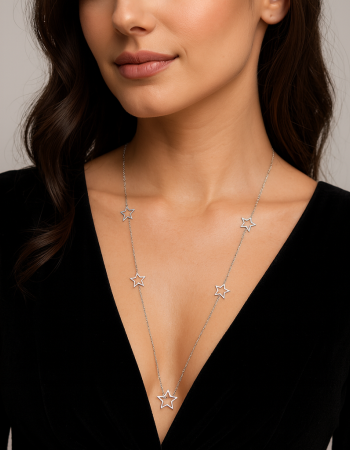 Κολιέ Μακρύ SENZA Ασήμι 925 Αστέρι - SSR4517SR