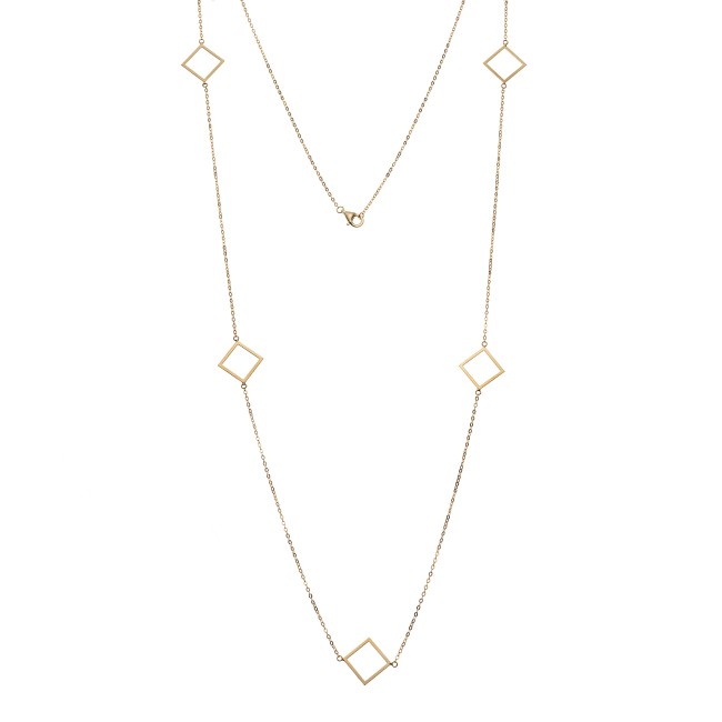 Κολιέ Μακρύ SENZA Επιχρυσωμένο Ασήμι 925 Ρόμβος - SSR4518GD
