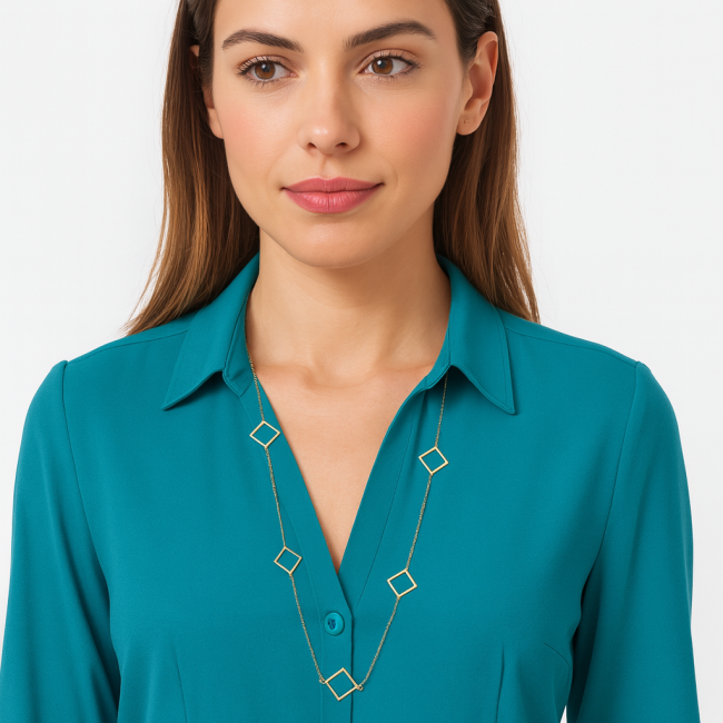 Κολιέ Μακρύ SENZA Επιχρυσωμένο Ασήμι 925 Ρόμβος - SSR4518GD