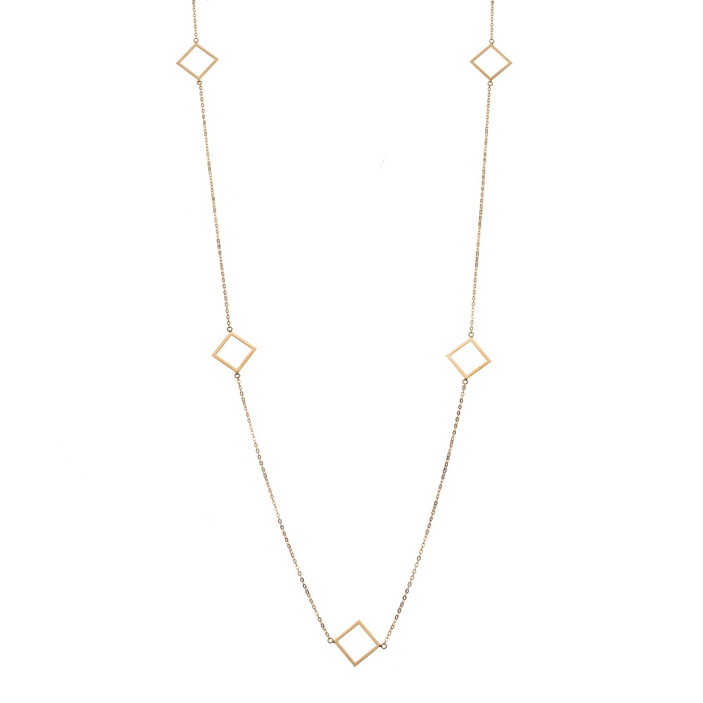 Κολιέ Μακρύ SENZA Επιχρυσωμένο Ασήμι 925 Ρόμβος - SSR4518GD