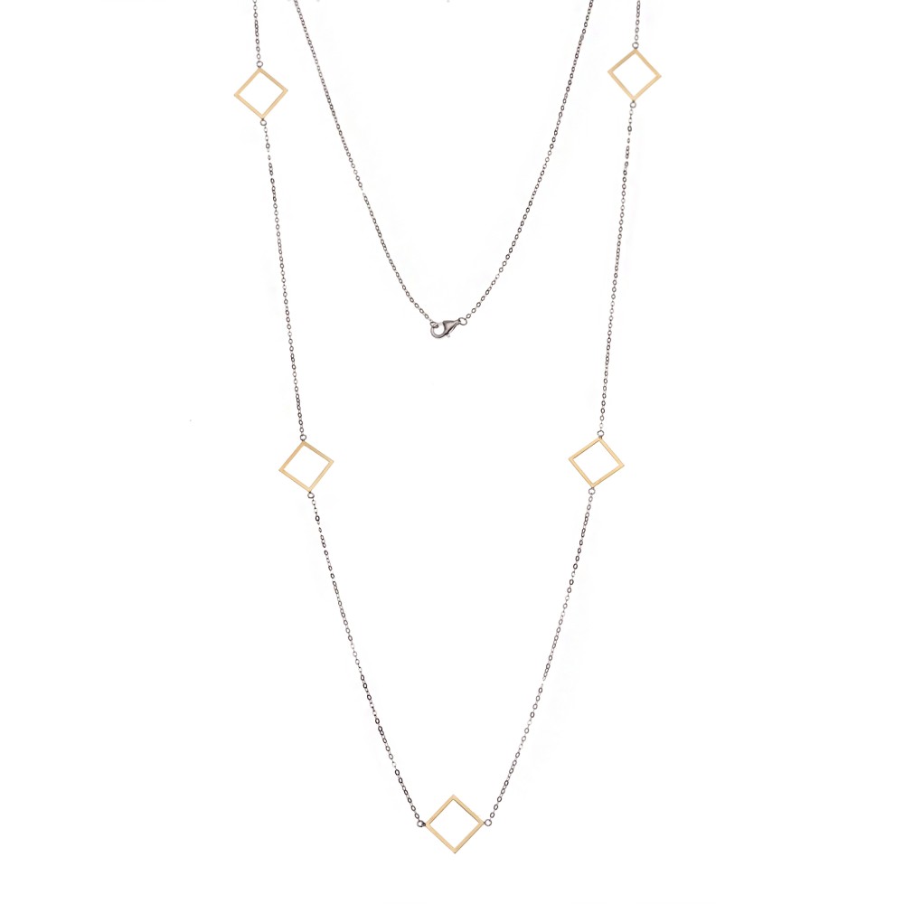 Κολιέ Μακρύ SENZA Επιχρυσωμένο Ασήμι 925 Ρόμβος - SSR4518SG