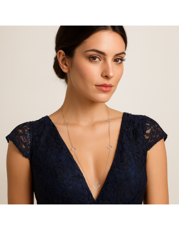 Κολιέ Μακρύ SENZA Ασήμι 925 Ρόμβος - SSR4518SR