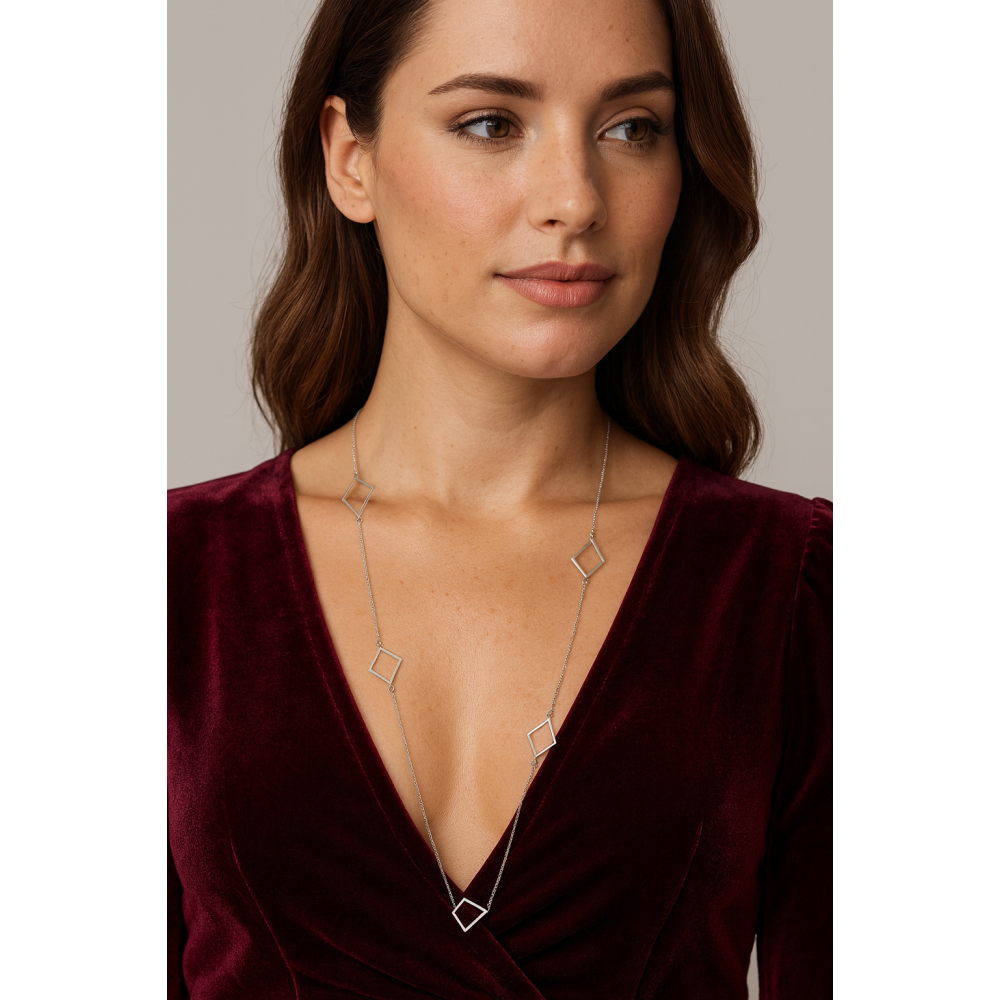 Κολιέ Μακρύ SENZA Ασήμι 925 Διαμάντι - SSR4519SR