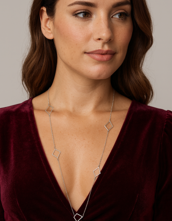 Κολιέ Μακρύ SENZA Ασήμι 925 Διαμάντι - SSR4519SR