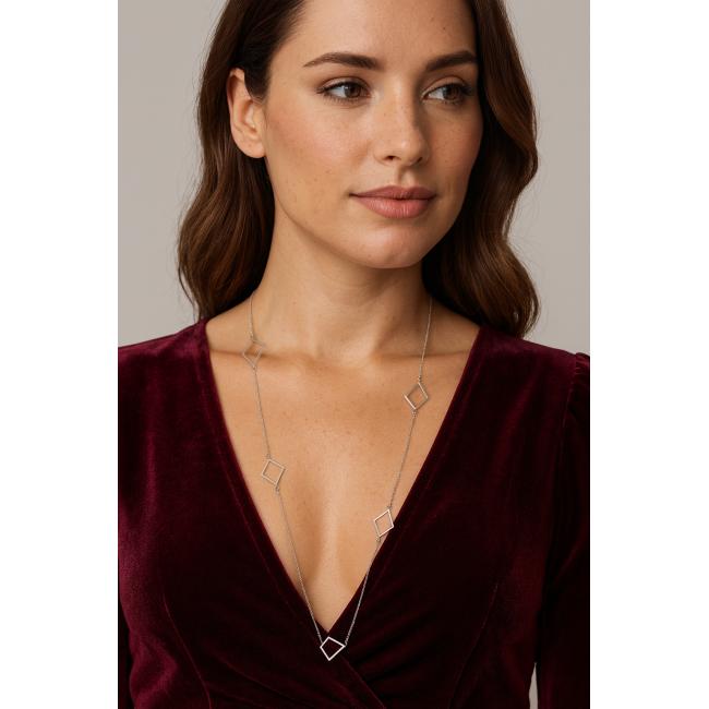 Κολιέ Μακρύ SENZA Ασήμι 925 Διαμάντι - SSR4519SR